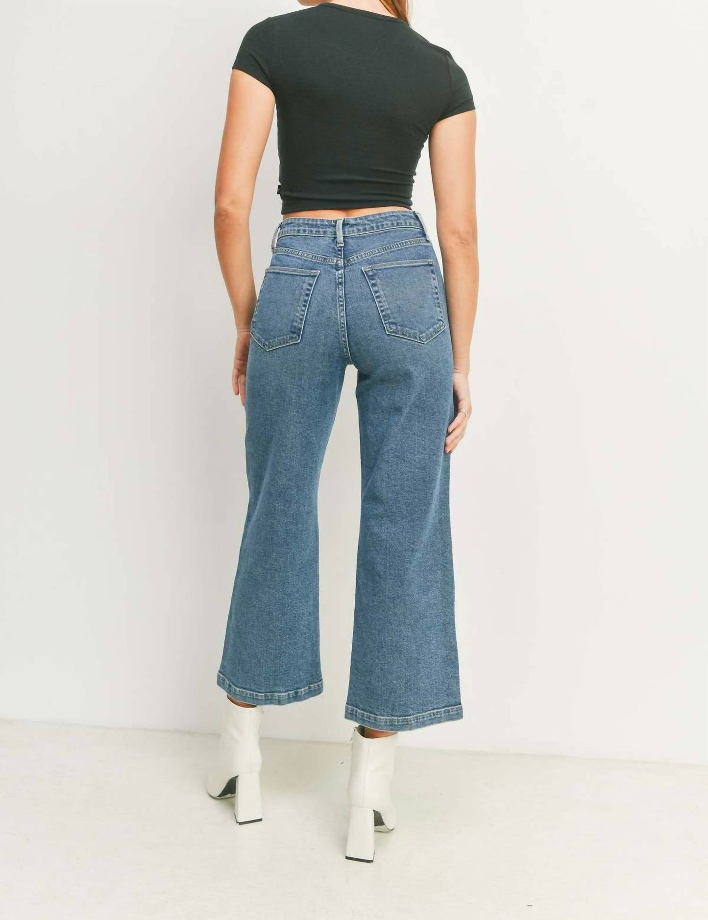 Just Black Denim - Patch Pocket Crop Wide Leg Jean