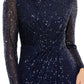 Ieena For Mac Duggal - Sequin Long Sleeve Maxi Dress