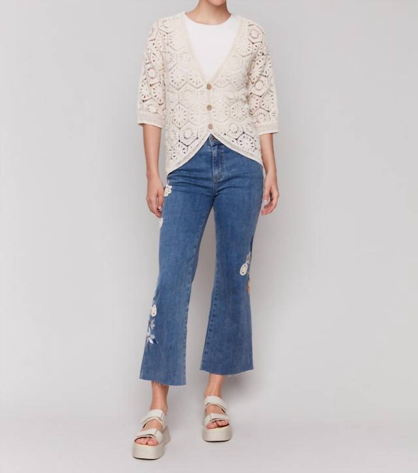 Charlie B - 3/4 Sleeve Vneck Cardigan