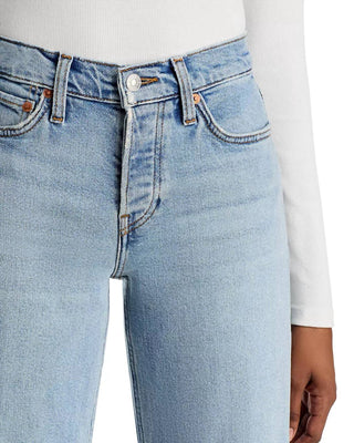 Re/Done - Calça Jeans de Cintura Média e Perna Larga