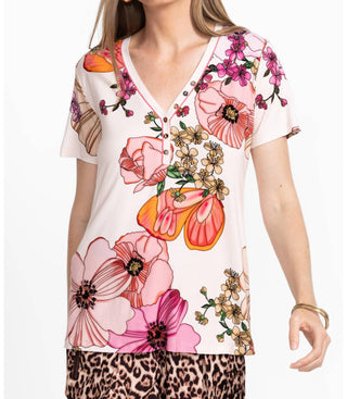 Johnny Was - Janie Favorite Short Sleeve Henley Tee