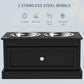 PawHut Large Elevated Dog Bowls with Storage Drawer