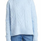 Nordstrom - Wool Blend Blue Mock Neck Cable Knit Oversized Sweater