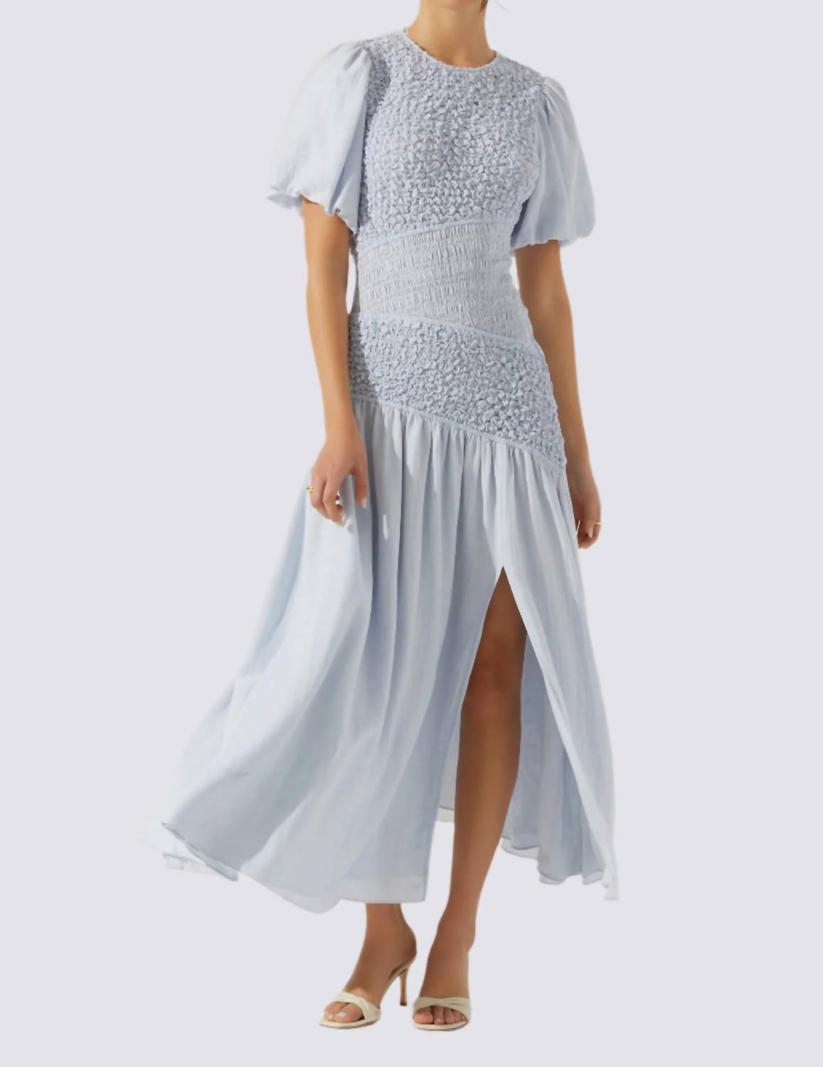 Astr - THEONI SMOCKED ASYMETRIC DRESS