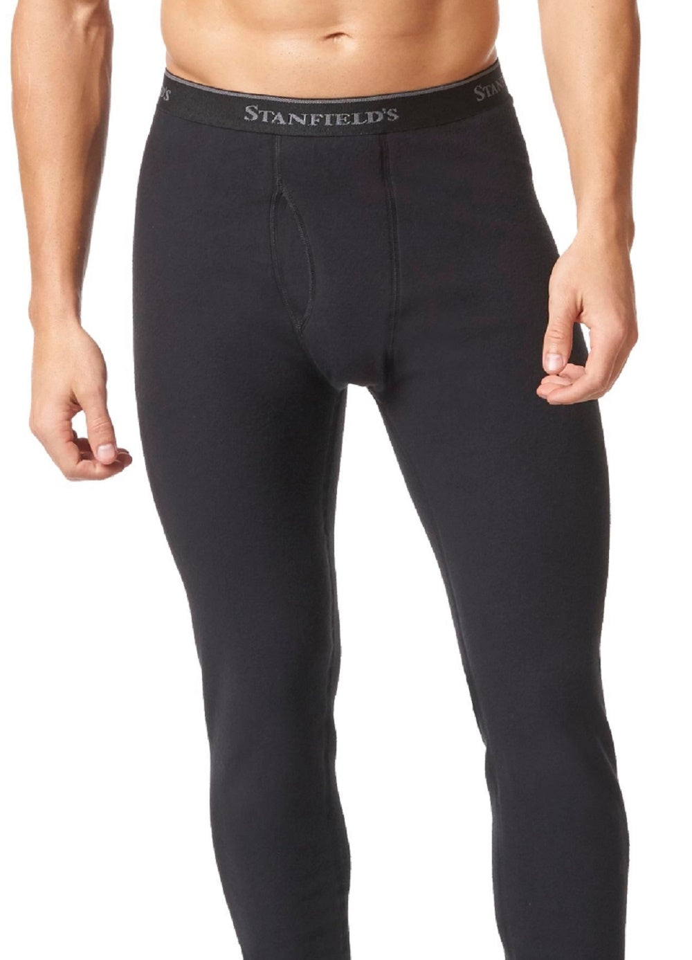 Roupa íntima térmica masculina Stanfield's Micro Fleece Long Johns, preta, tamanho pequeno