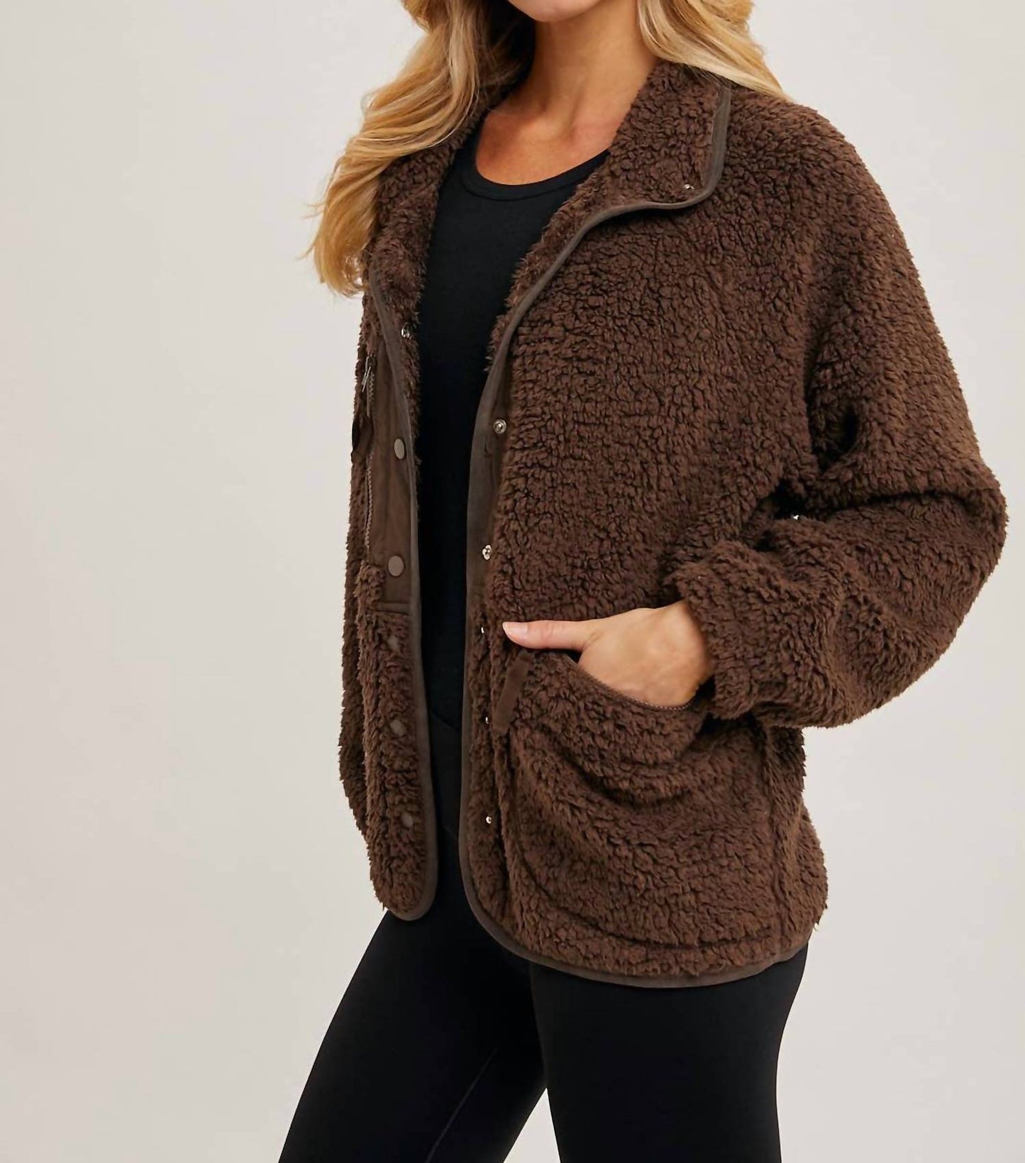 Bluivy - Women's Button Down Fleece Sherpa Jacket