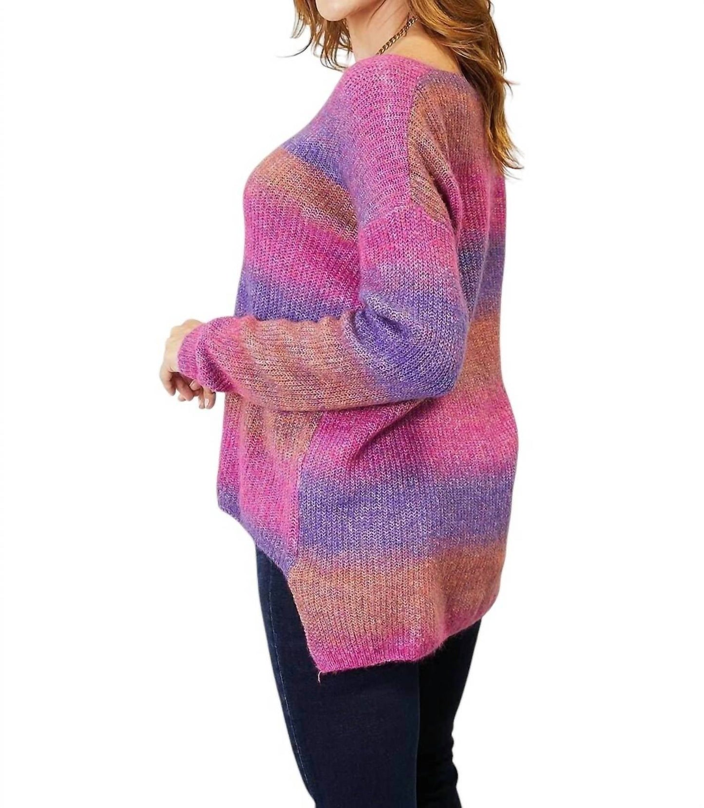 Double Take - Suéter chique com decote em V e nervuras