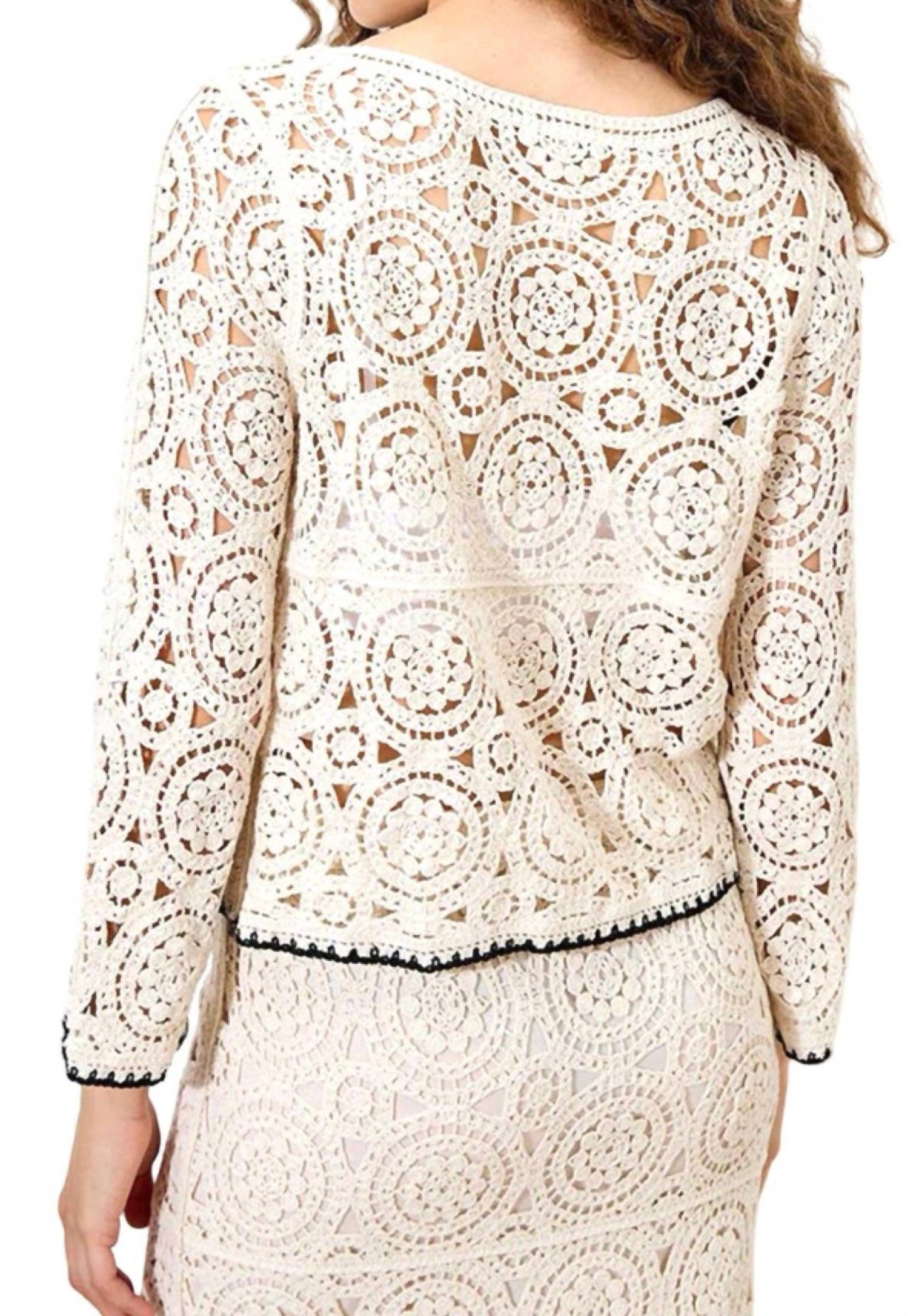 Apricot - Crochet Bell Sleeve Top