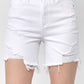 Risen - High Rise Distressed Mid Thigh Shorts