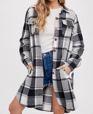 Bluivy - Women's Flannel Plaid Longline Shacket
