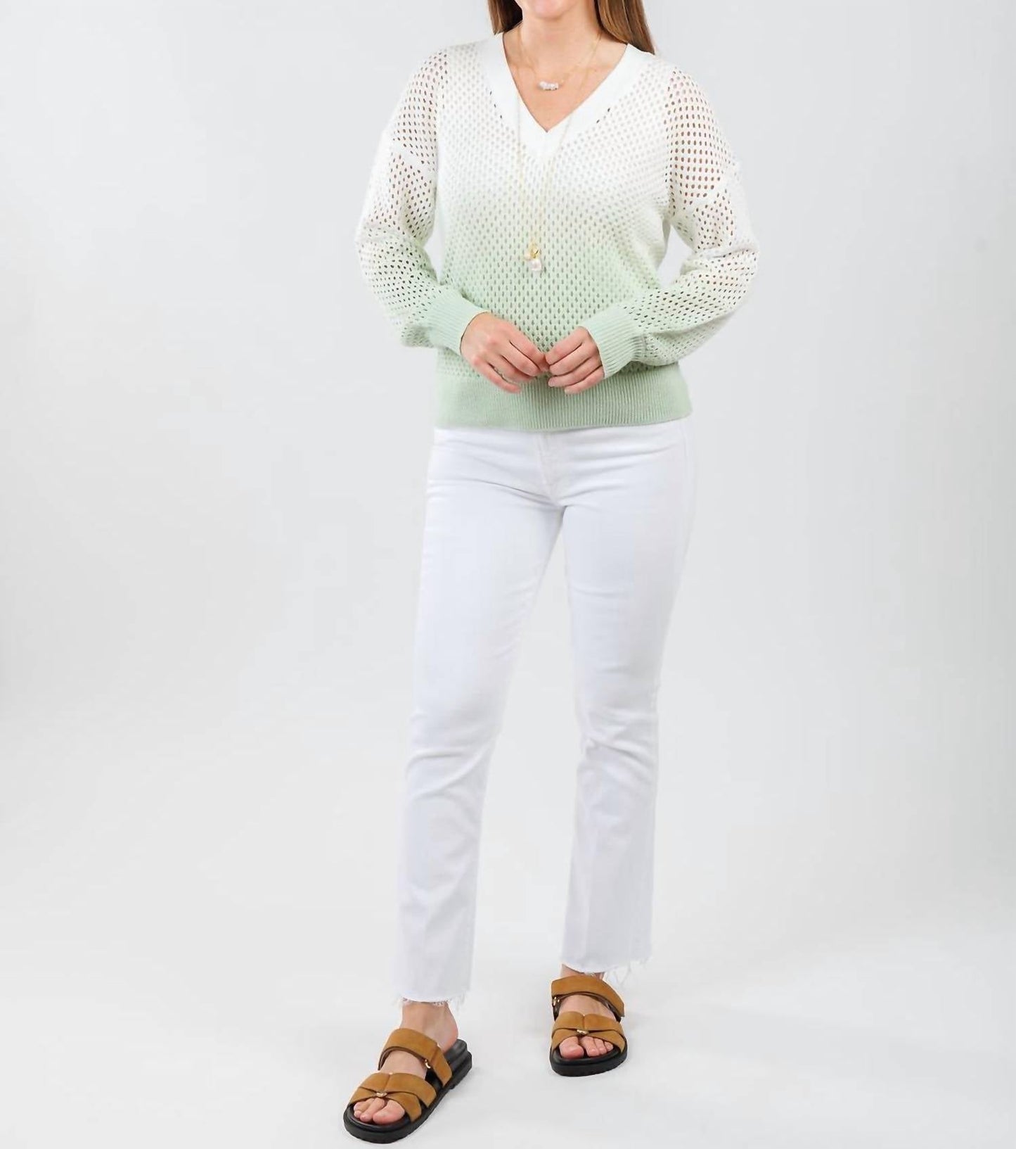 J. Society - Women's Ombre Mesh V Neck Sweater