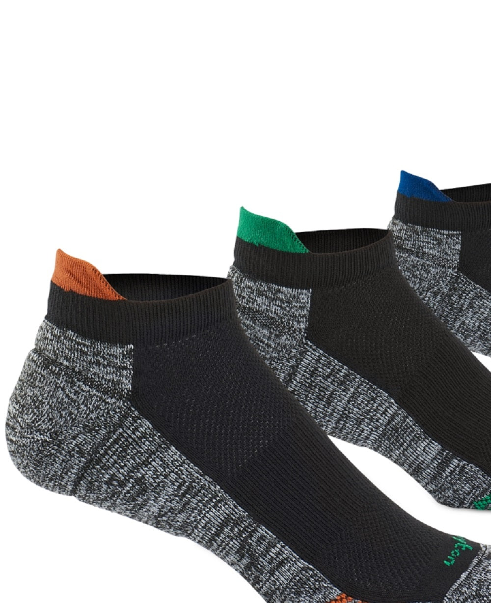 Pacote com 3 meias invisíveis Burlington Active Tab masculinas, cinza, tamanho 10-13