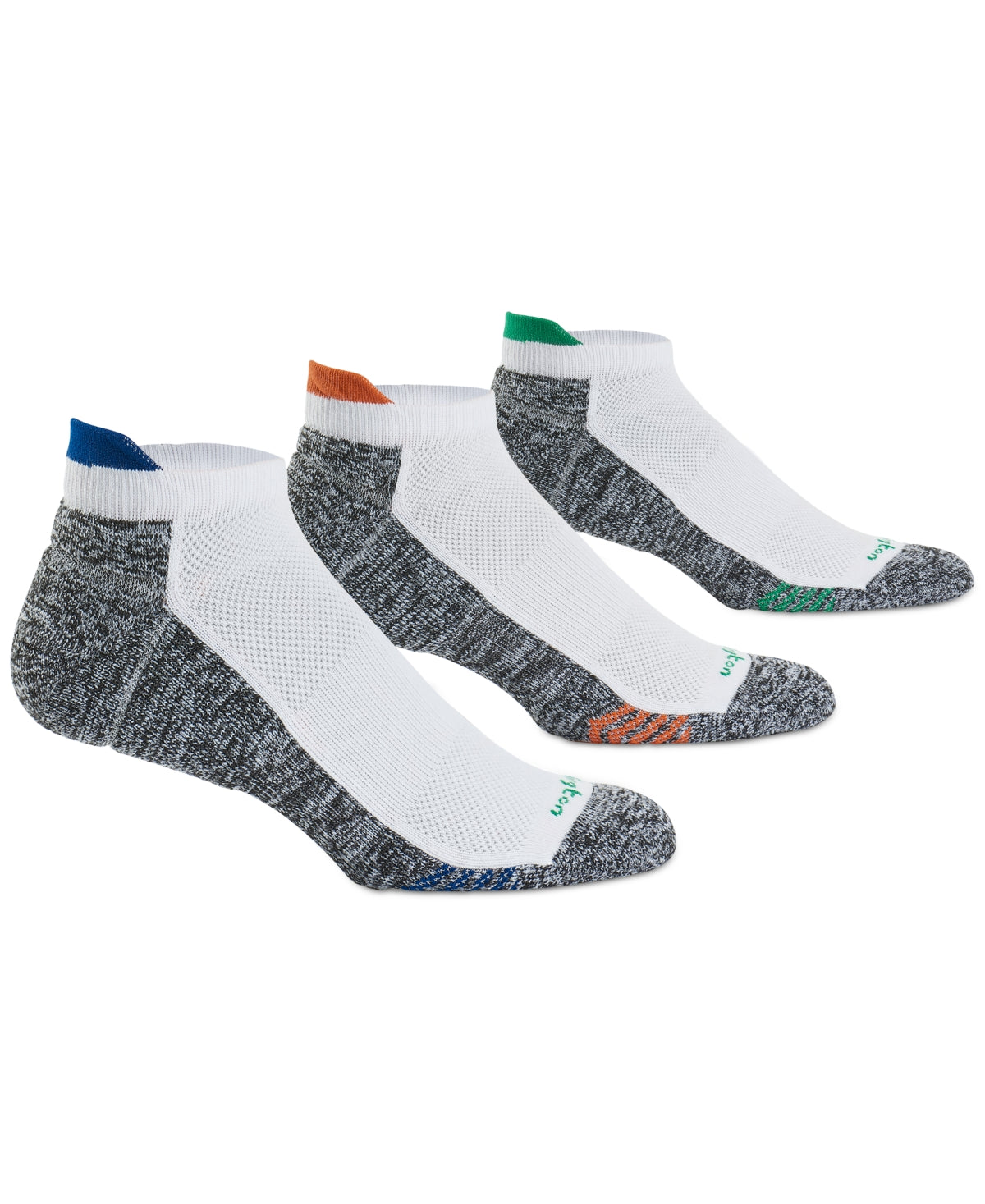 Pacote com 3 meias invisíveis Burlington Active Tab masculinas, brancas, tamanho 10-13