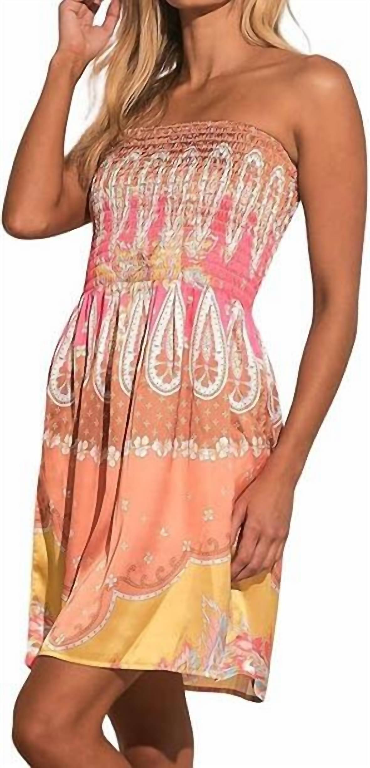 Elan - Bali Print Strapless Dress