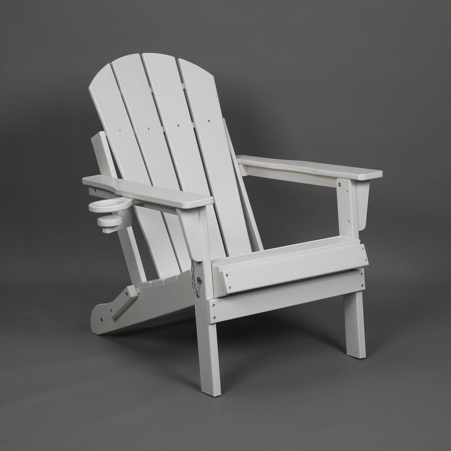 Folding Adirondack Chair with Dual Cup Holder - White