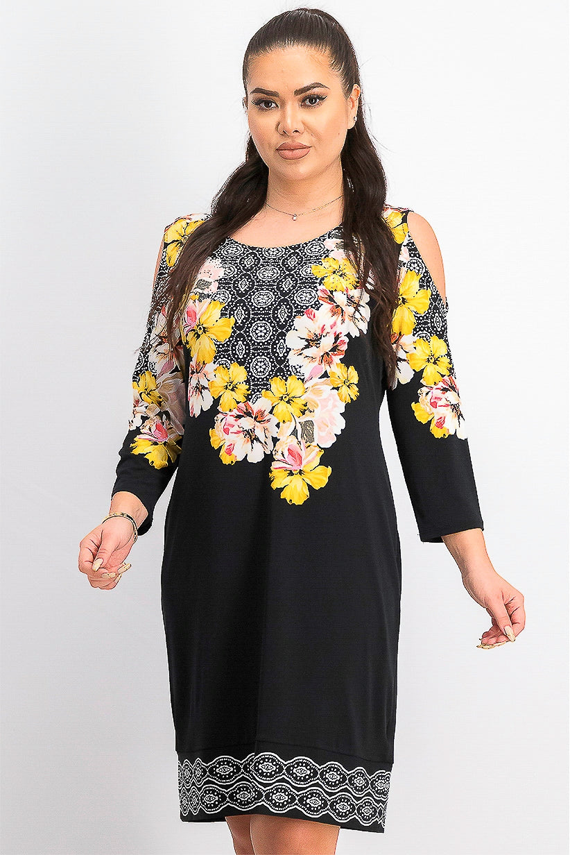 Vestido tubinho Bursting Bloom da coleção JM para mulheres, preto, tamanho pequeno