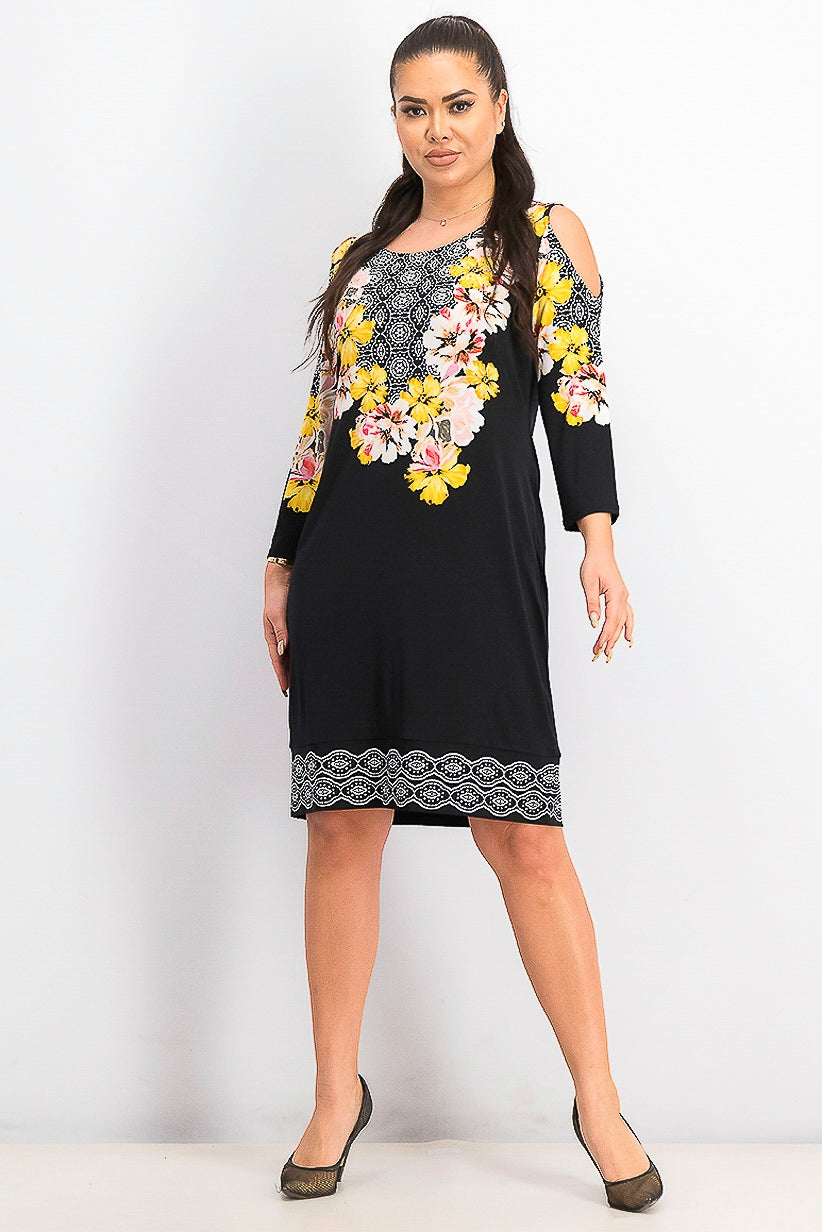 Vestido tubinho Bursting Bloom da coleção JM para mulheres, preto, tamanho pequeno