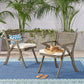 Helen Outdoor Acacia Wood Dining Chair Set of 2 - Gray / Creme