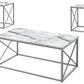 3-Piece Contemporary Living Room Table Set with Marble Look Finish