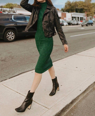 525 America - Emerald Ribbed Turtleneck Midi Dress