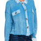 Zenana - Acid Wash Waffle Knit Crop Shacket