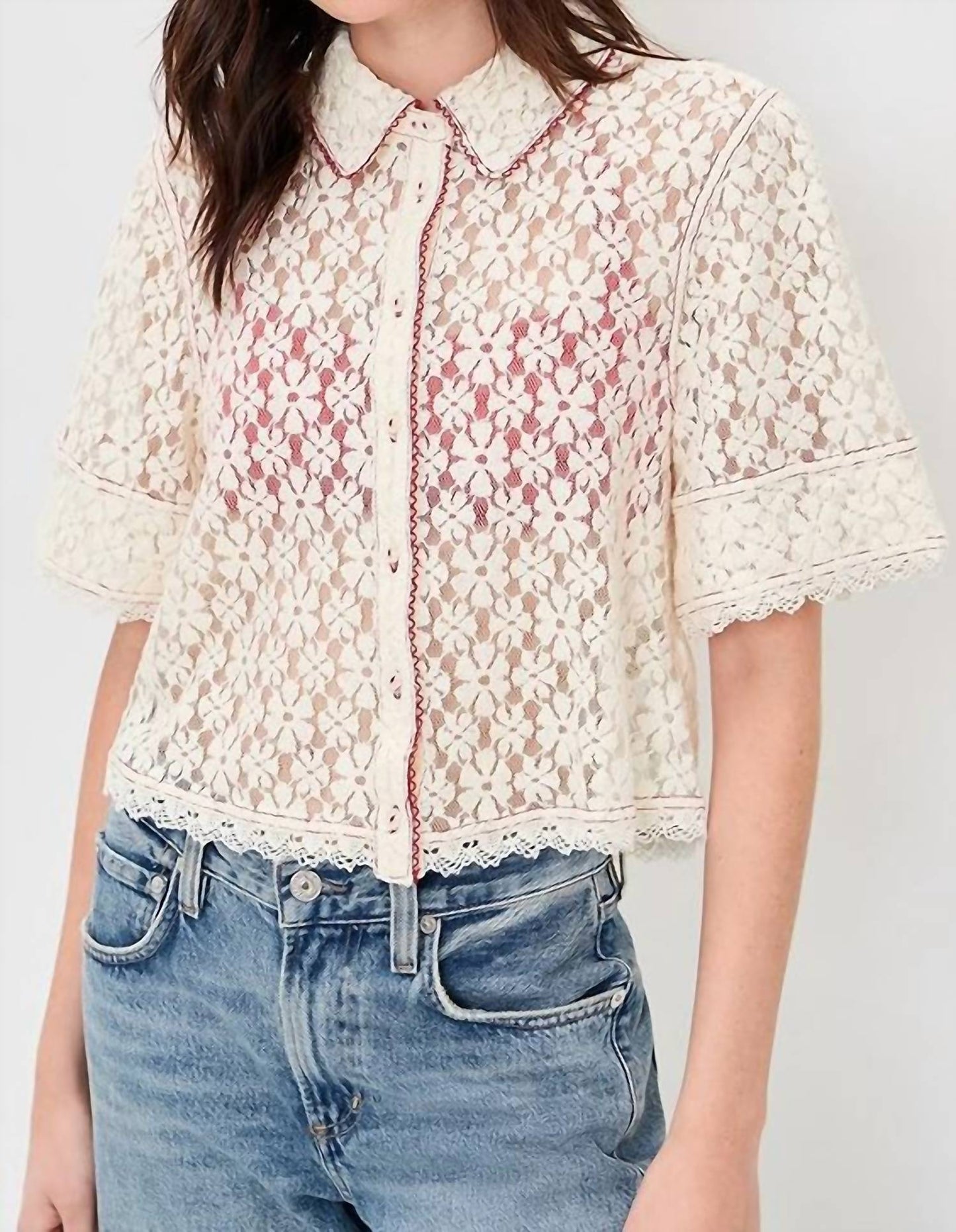 Free People - Mannie Lace Button Down Top