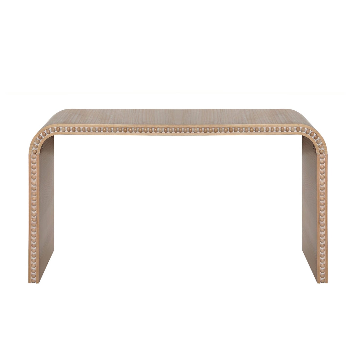 59in Console Table with Wood Beads and Curved Waterfall-Style Frame