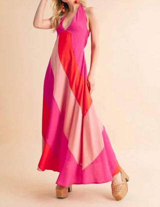 Trendsi - Vestido longo sem mangas Aemi+Co Color Block