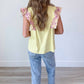 Easel - Chartreuse & Orchid Embroider Knit Top