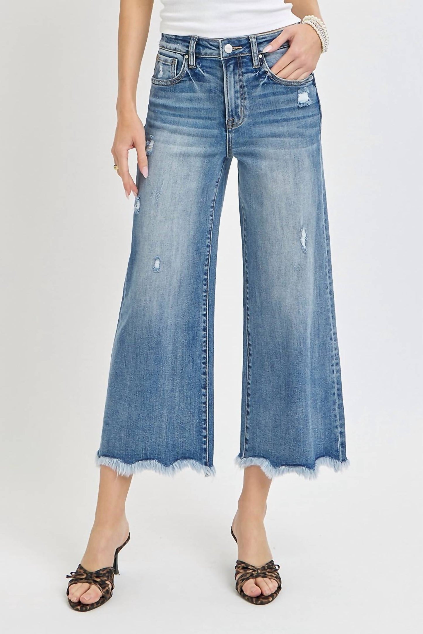 Risen - High Rise Ankle Flare Jeans Medium Wash