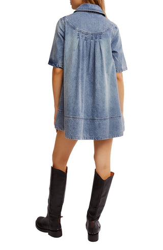 Free People - Vestido curto jeans Remino