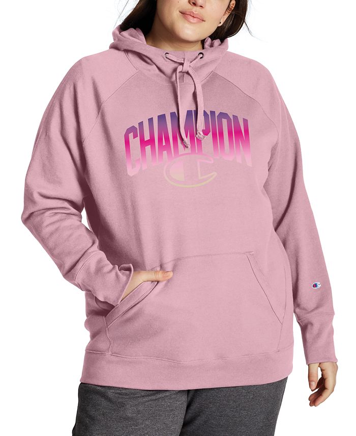 Moletom com capuz feminino Champion Powerblend Graphic roxo tamanho 1X