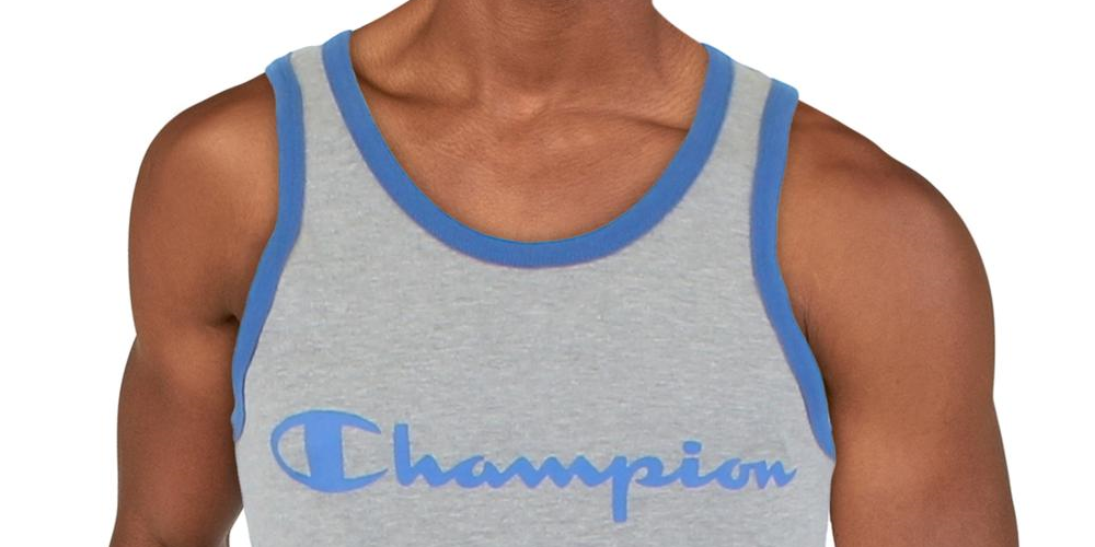 Camiseta regata Champion Graphic Ringer masculina azul tamanho XX-G