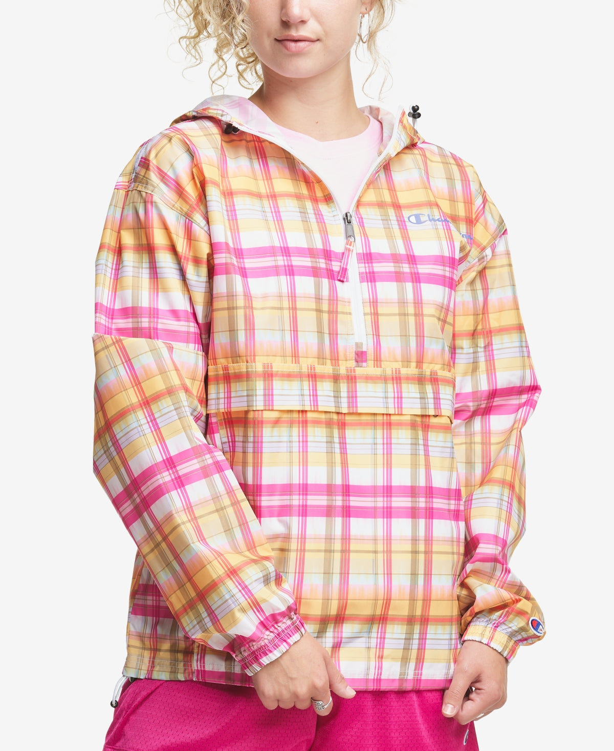 Casaco com capuz e manga comprida Champion feminino, rosa, tamanho P