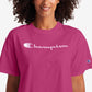 Blusa cropped feminina Champion com logo rosa tamanho X-S