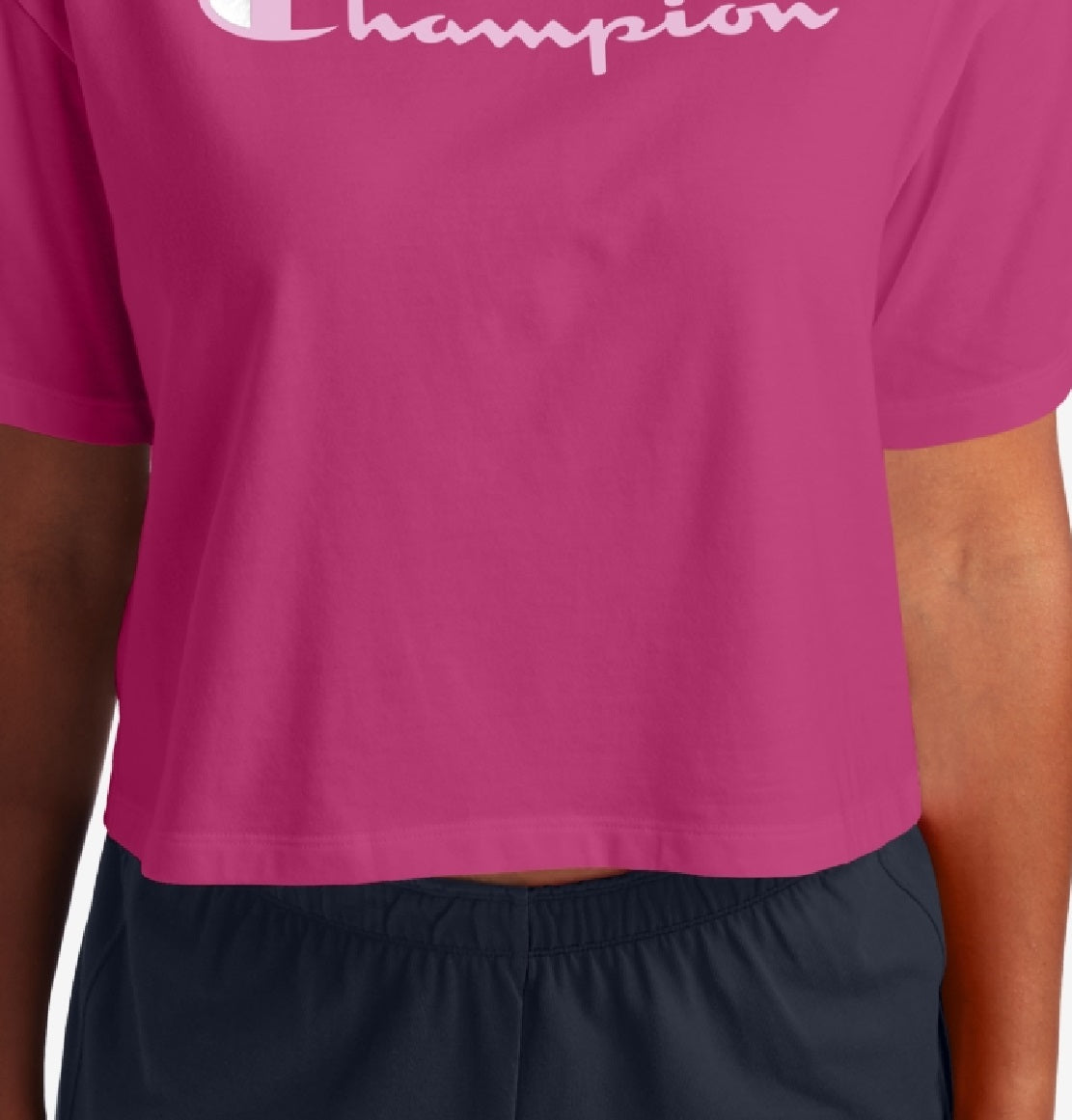 Blusa de algodão com logotipo Champion feminina, rosa, tamanho grande