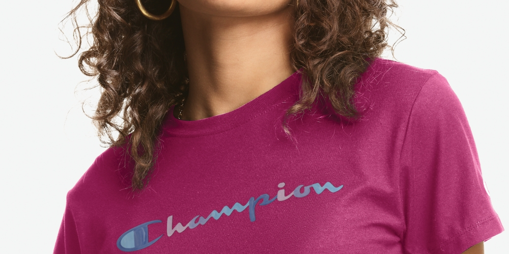 Camiseta Champion Classic Logo Feminina Rosa Tamanho P