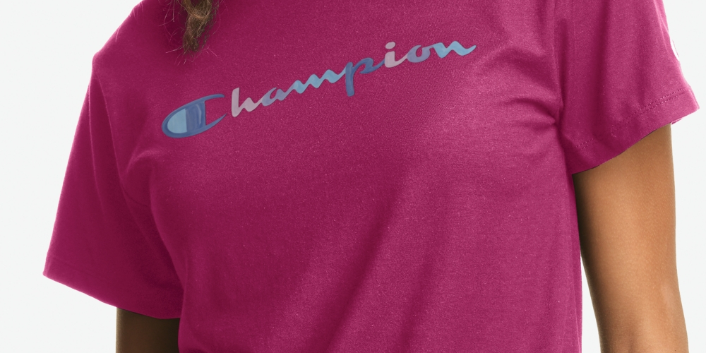 Camiseta Champion Classic Logo Feminina Rosa Tamanho P