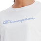Camiseta feminina Champion com estampa gráfica e cropped, branca, tamanho grande