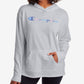Moletom com capuz Champion feminino com logotipo confortável, cinza, tamanho X-S