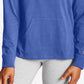 Moletom com capuz Champion feminino com logotipo colorido e peso médio, azul, tamanho X-S
