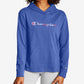 Moletom com capuz Champion feminino com logotipo colorido e peso médio, azul, tamanho X-S