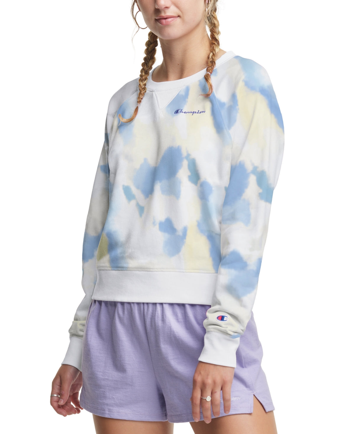Champion Campus French Terry Tie Dyed Crew Top Feminino Branco Tamanho 2X