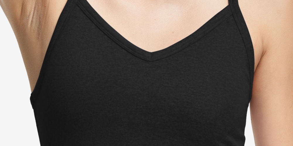 Champion Regata curta feminina elástica com absorção de umidade e recorte, alças finas, decote em V, roupa esportiva, preta, tamanho extrapequeno