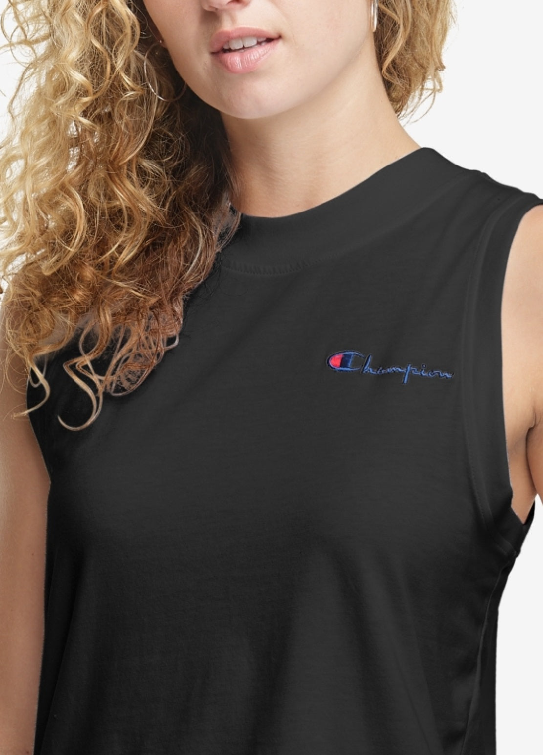 Camiseta regata feminina Champion Fitness Workout preta, tamanho médio