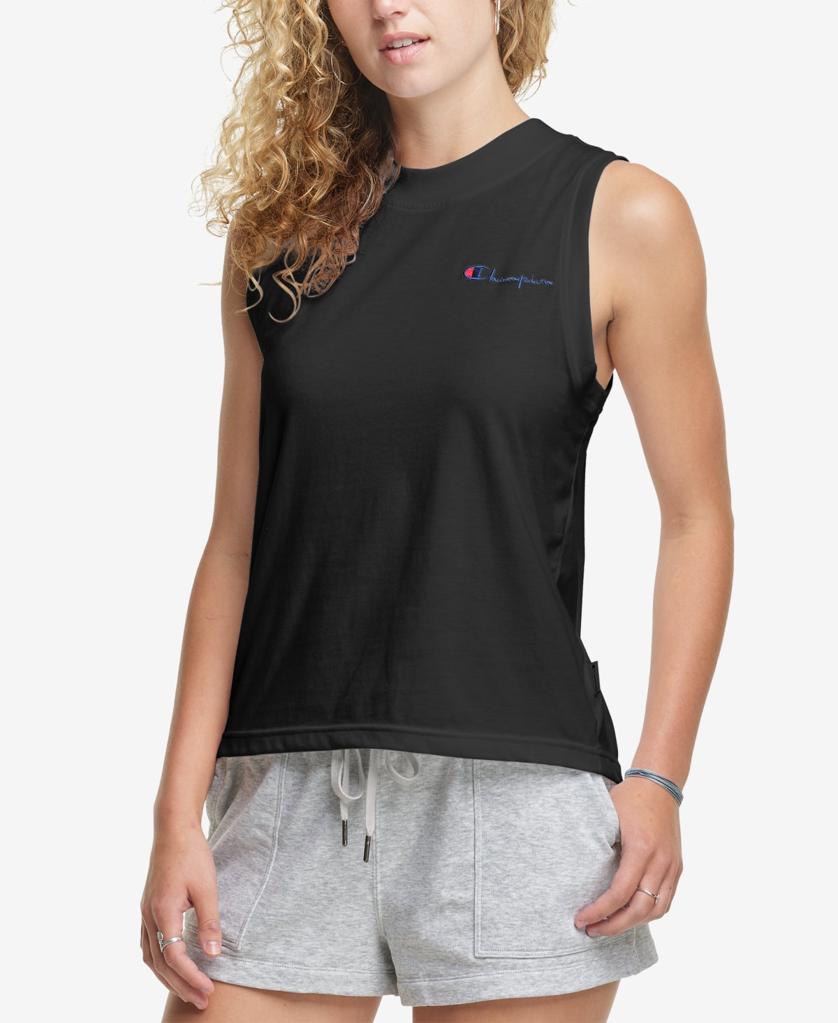 Camiseta regata feminina Champion Fitness Workout preta, tamanho médio