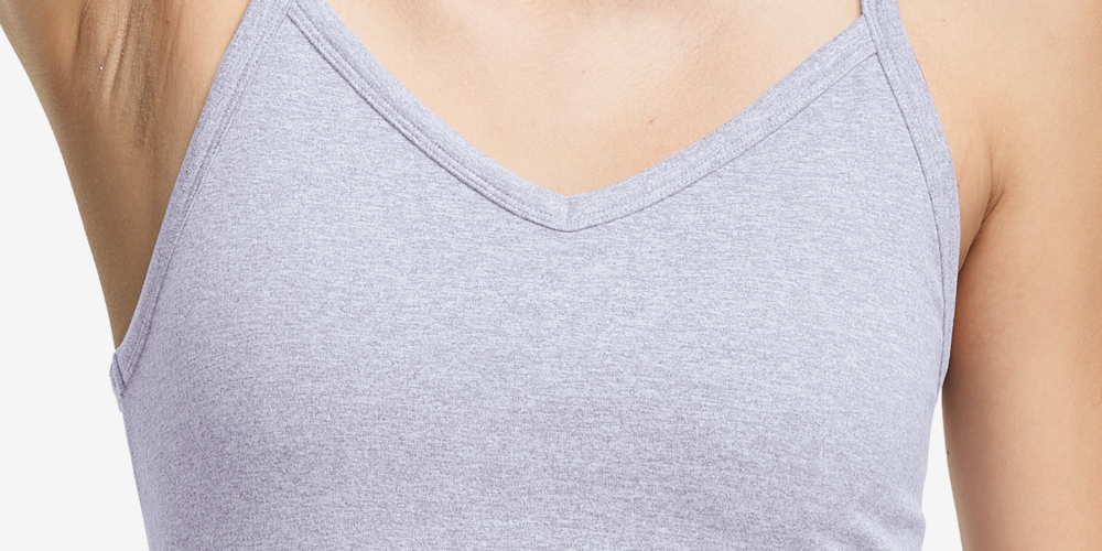 Champion Feminino Stretch Moisture Absorvente Cropped Costas Baixas Com Alça Mesclada Sem Mangas Gola V Regata Roxa Tamanho X-S