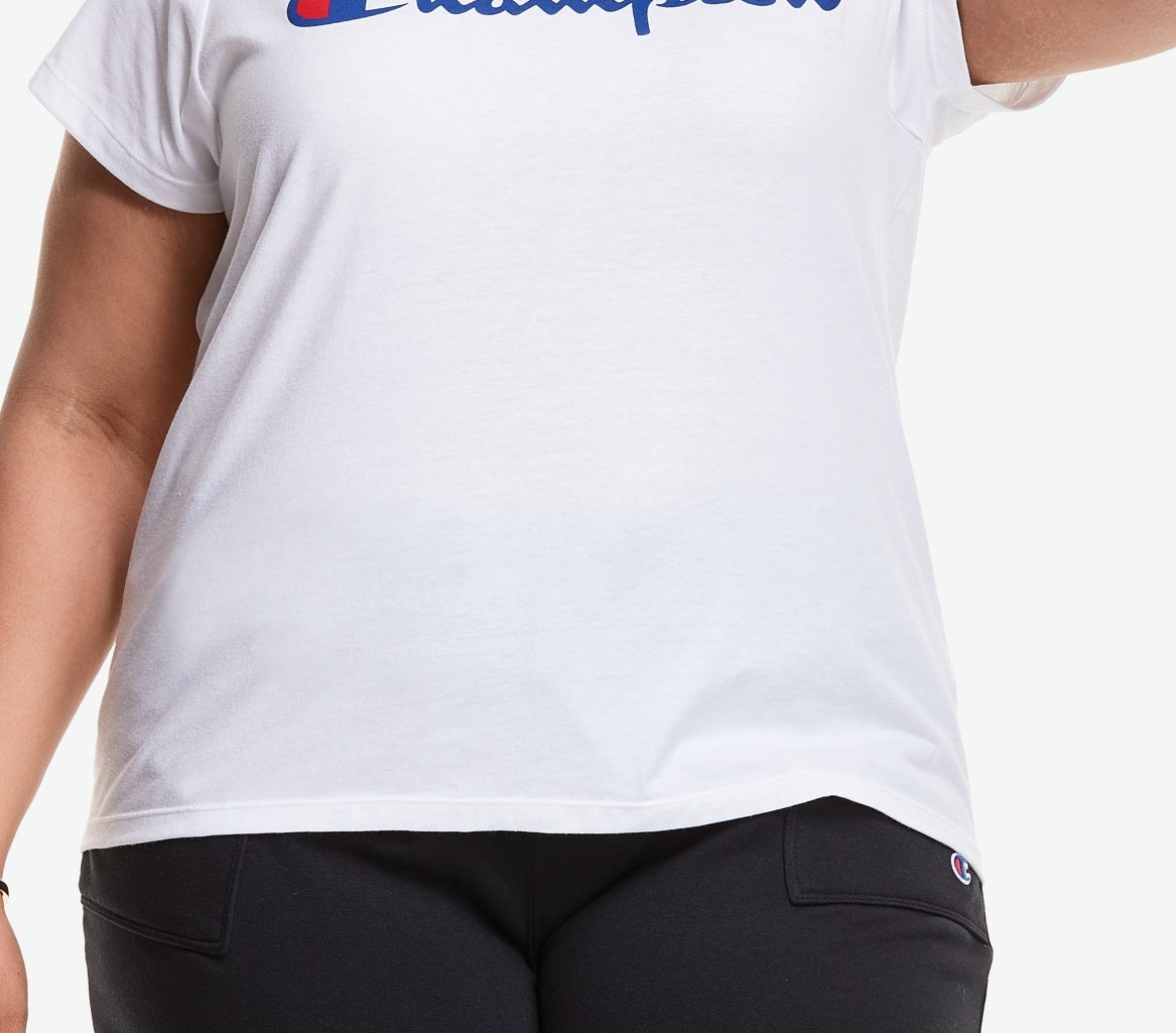 Camiseta feminina Champion Classic Logo Graphic, branca, tamanho 3X