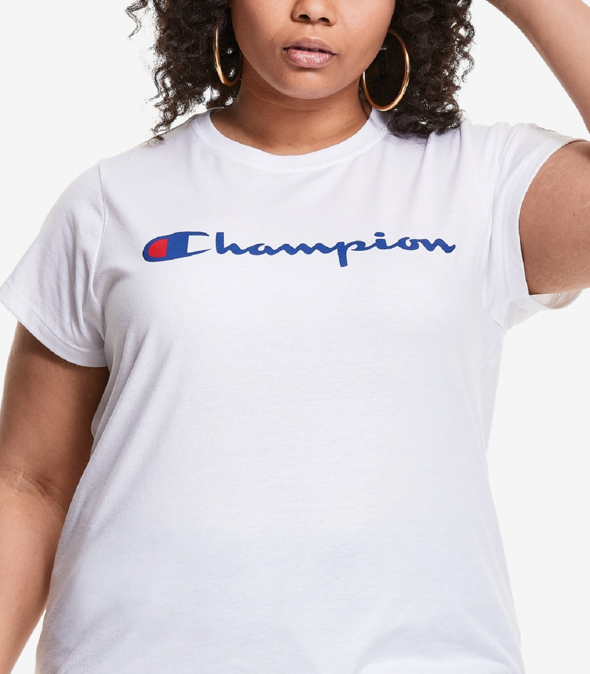 Camiseta feminina Champion Classic Logo Graphic, branca, tamanho 4X