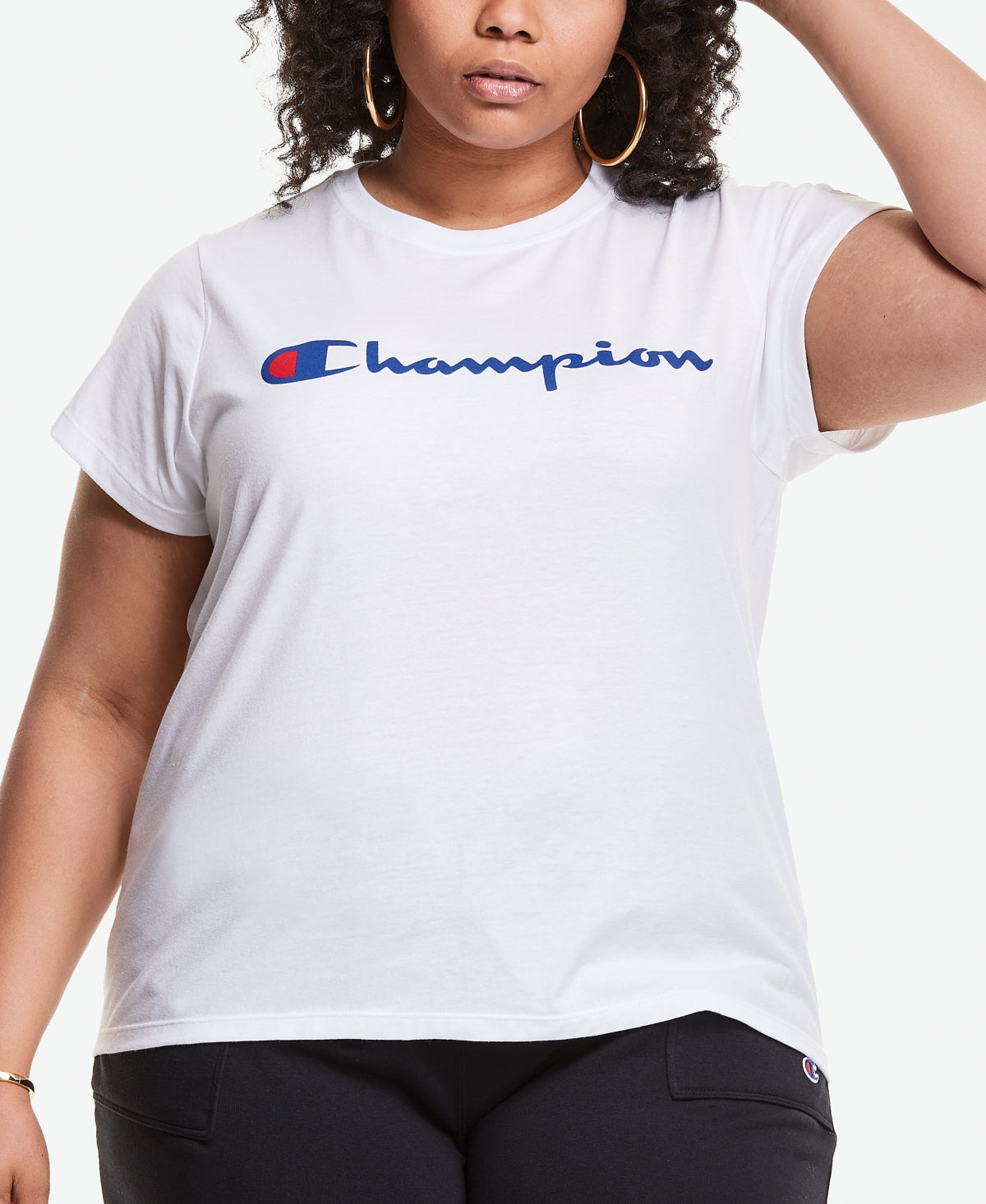 Camiseta feminina Champion Classic Logo Graphic, branca, tamanho 4X